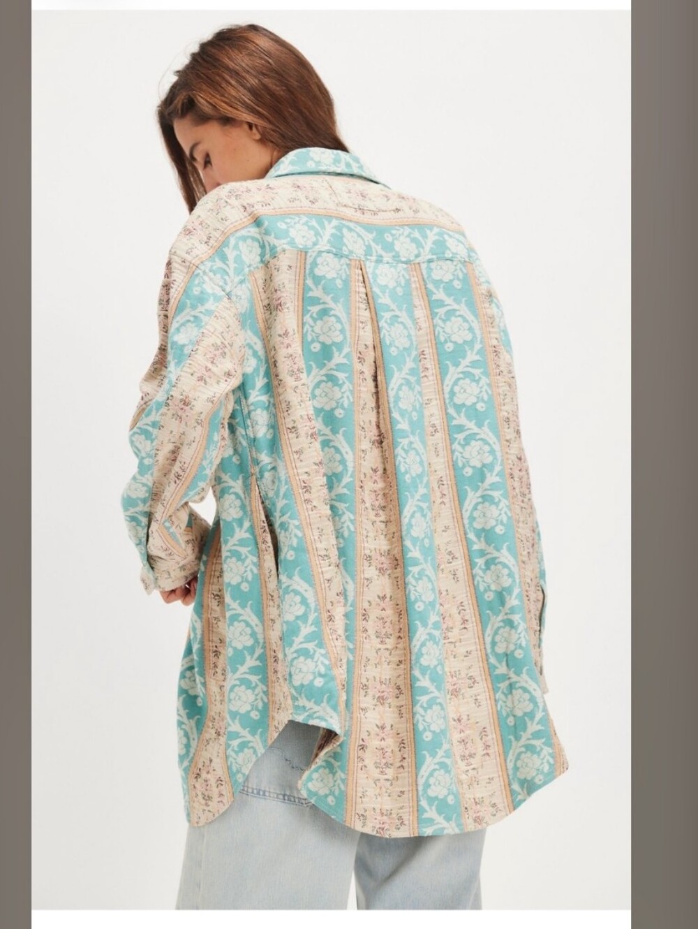 NWOT We The Free Wonderland Fog Jacquard Shirt Blue Combo - Picture 2 of 16